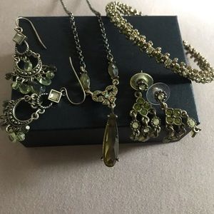 Necklace, bracelet, 2 sets earrings